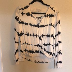 Cross Front Tie Dye Drape Blouse